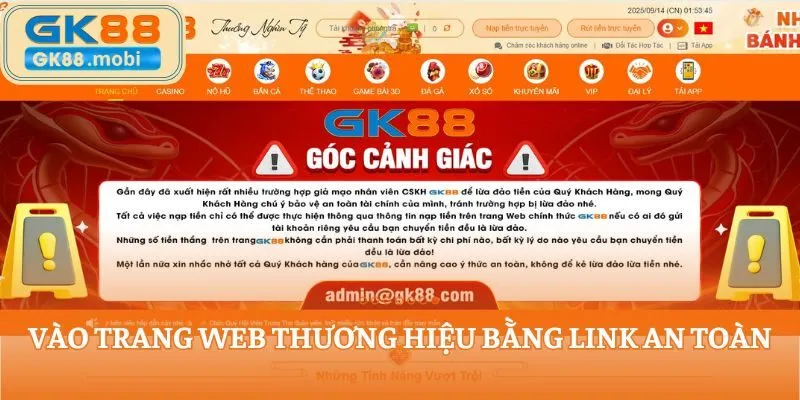Vào trang web thương hiệu bằng link an toàn